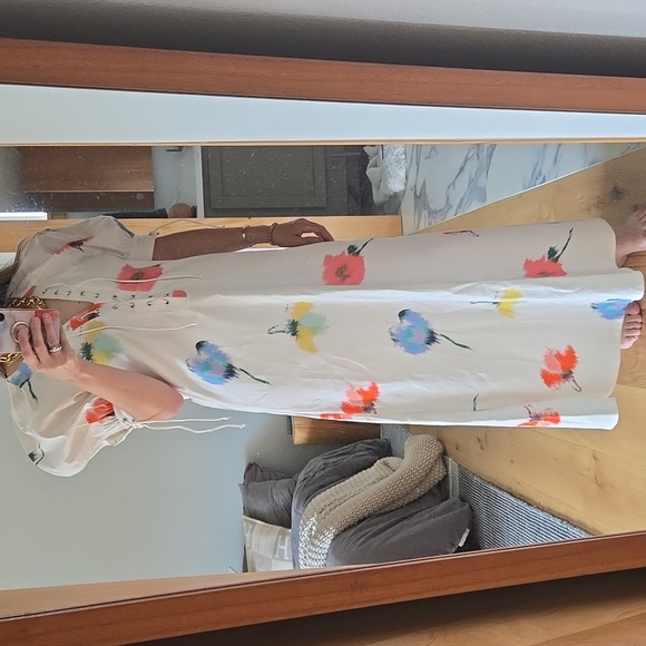 Sleeper Maxi Dress with Floral Accents, String Detail, Garden Party, EUC, Small - Picture 13 of 16